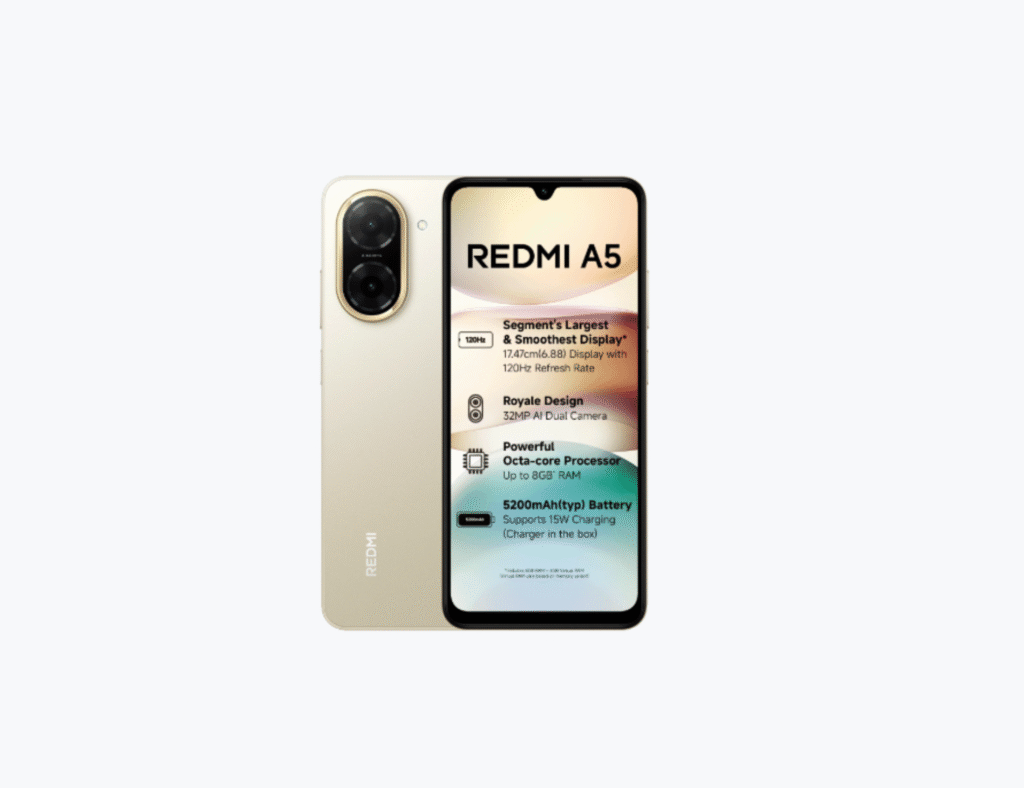 The Redmi A5 with a 32MP camera and a 120Hz display was released at ₹6,499!